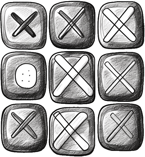 Hand-drown Tic-Tac-Toe game board